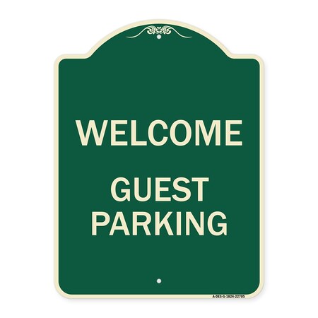Signmission Welcome Guest Parking Heavy-Gauge Aluminum Architectural Sign, 24" x 18", G-1824-22705 A-DES-G-1824-22705